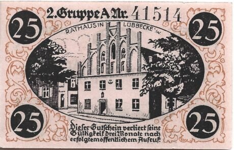 Реверс банкноты 25 fenigów (Niemcy) 1920