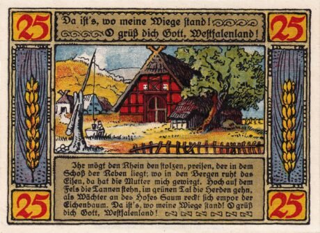 Реверс банкноты 25 fenigów (Niemcy) 1921