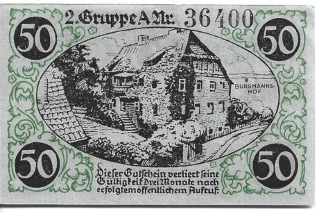 Реверс банкноты 50 пфеннигов (Германия) 1920 года