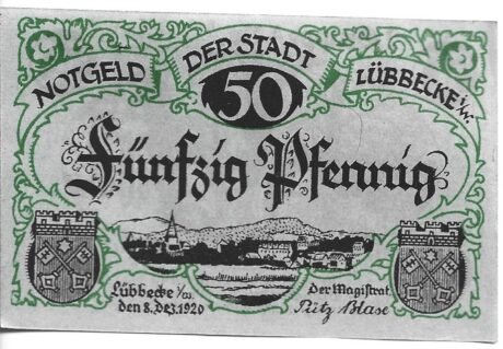 Аверс банкноты 50 fenigów (Niemcy) 1920