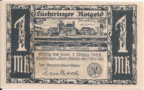 Аверс банкноты 1 marka (Niemcy) 1921