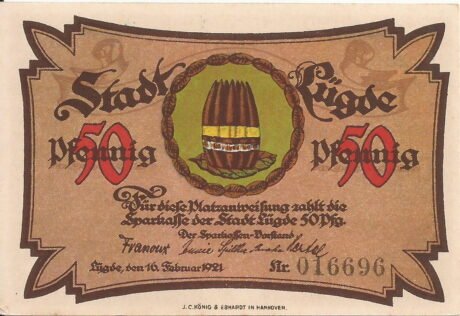 Аверс банкноты 50 fenigów (Niemcy) 1921