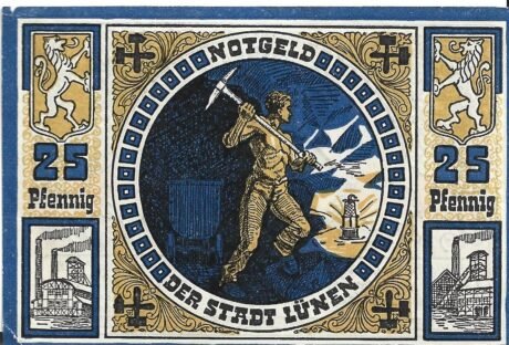 Реверс банкноты 25 fenigów (Niemcy) 1921