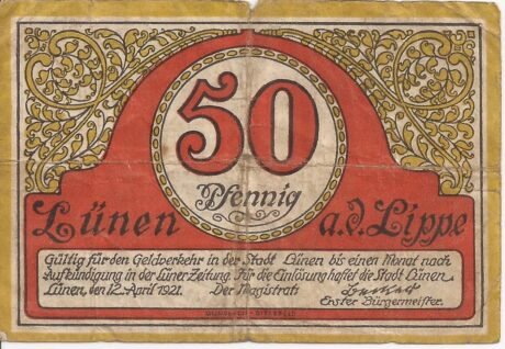 Аверс банкноты 50 fenigów (Niemcy) 1921