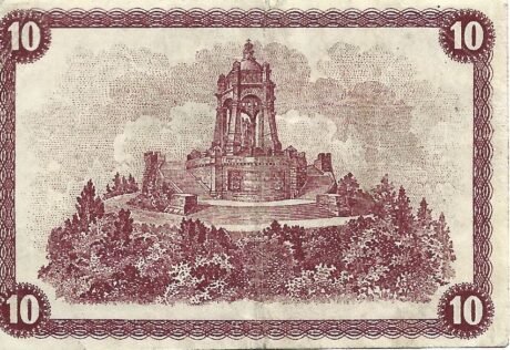 Реверс банкноты 10 fenigów (Niemcy) 1917