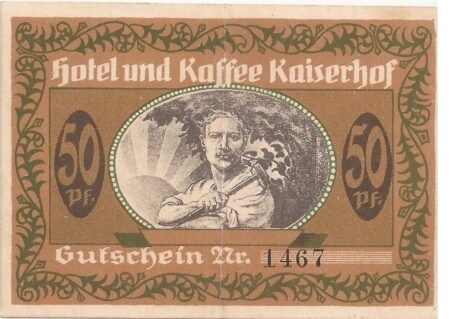 Реверс банкноты 50 пфеннигов O. Försterling und Sohn, Hotel und Kaffee Kaiserhof (Германия)