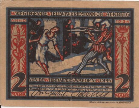 Аверс банкноты 2 marki (Niemcy) 1921