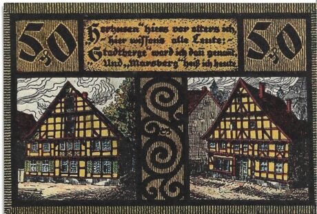 Реверс банкноты 50 fenigów (Niemcy) 1921