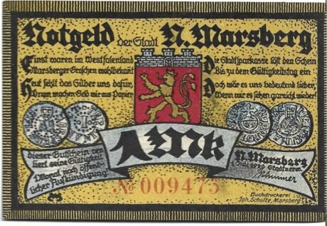 Аверс банкноты 1 marka (Niemcy) 1921