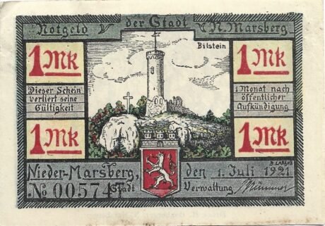 Аверс банкноты 1 marka (Niemcy) 1921