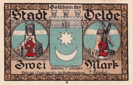 Аверс банкноты 2 marki (Niemcy) 1920