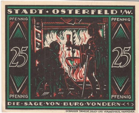 Реверс банкноты 25 fenigów (Niemcy) 1921