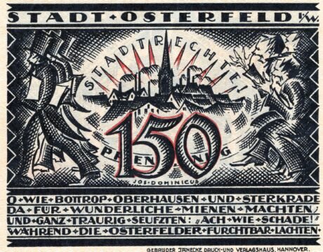 Реверс банкноты 150 fenigów (Niemcy) 1921