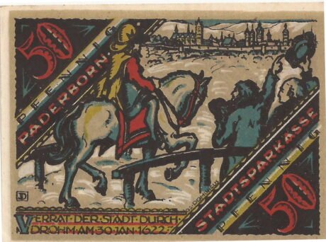 Реверс банкноты 50 fenigów „Miejska Kasa Oszczędnościowa” (Niemcy) 1920