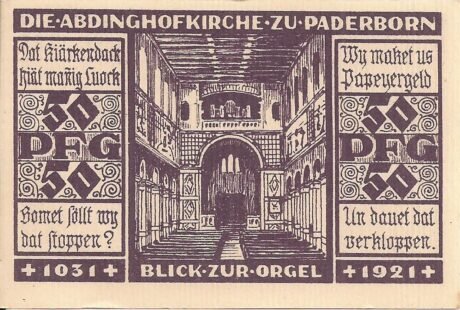 Реверс банкноты 50 fenigów (Niemcy) 1921