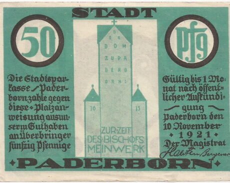 Аверс банкноты 50 пфеннигов (Германия) 1921 года