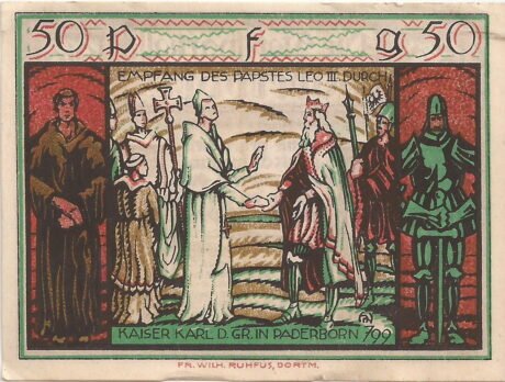 Реверс банкноты 50 fenigów „Miejska Kasa Oszczędnościowa” (Niemcy) 1921