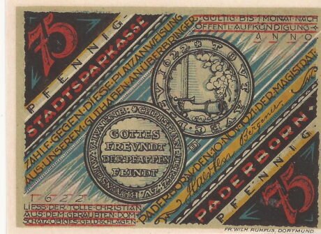 Аверс банкноты 75 пфеннигов 