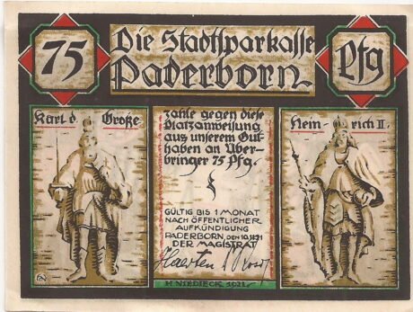 Аверс банкноты 75 пфеннигов 