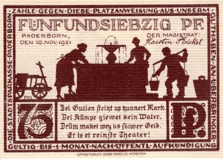 Аверс банкноты 75 пфеннигов (Германия) 1921 года