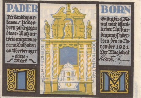 Аверс банкноты 1 марка (Германия) 1921 года