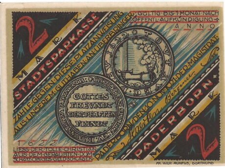 Аверс банкноты 2 marki „Miejska Kasa Oszczędnościowa” (Niemcy) 1920