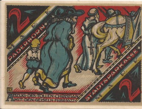 Реверс банкноты 2 marki „Miejska Kasa Oszczędnościowa” (Niemcy) 1920