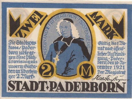 Аверс банкноты 2 марки (Германия) 1921 года