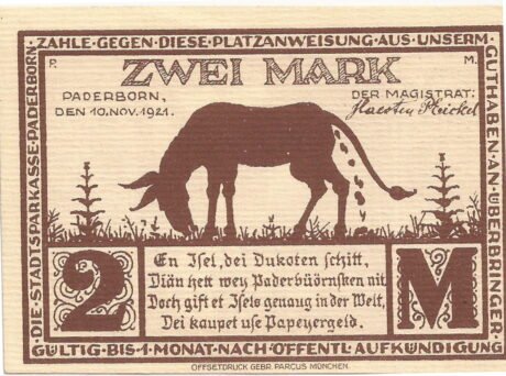 Аверс банкноты 2 marki (Niemcy) 1921