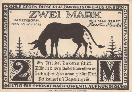 Аверс банкноты 2 marki (Niemcy) 1921