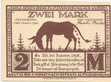 Аверс банкноты 2 marki (Niemcy) 1921