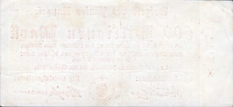 Реверс банкноты 500 000 000 marek (Niemcy) 1923
