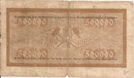 Реверс банкноты 500000 marek (Niemcy) 1923