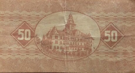 Реверс банкноты 50 fenigów (Niemcy) 1917