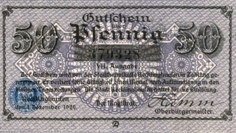 Аверс банкноты 50 fenigów (Niemcy) 1920