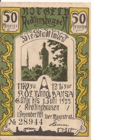 Аверс банкноты 50 fenigów (Niemcy) 1921