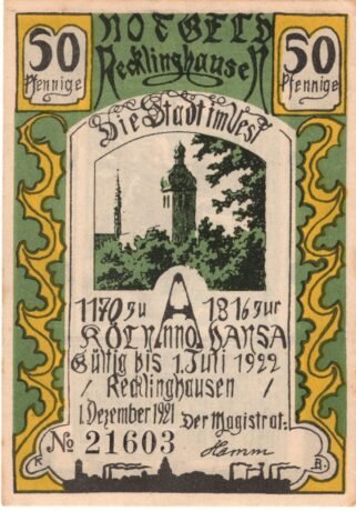 Аверс банкноты 50 fenigów (Niemcy) 1921