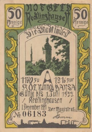 Аверс банкноты 50 fenigów (Niemcy) 1921