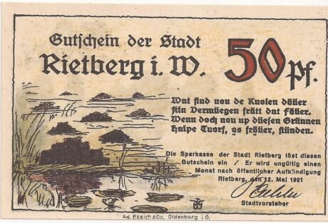 Аверс банкноты 50 fenigów (Niemcy) 1921