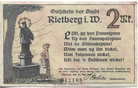 Аверс банкноты 2 marki (Niemcy) 1921