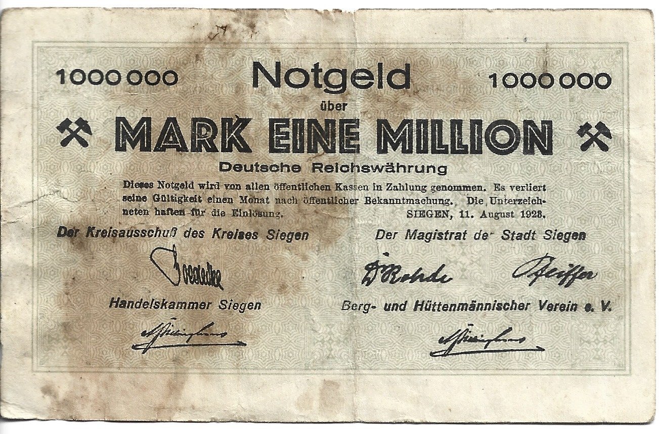 Аверс банкноты 1000000 марок (Германия) 1923 года