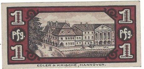 Реверс банкноты 1 fenig (Niemcy) 1920