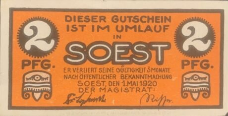 Аверс банкноты 2 пфеннигов (Германия) 1920 года