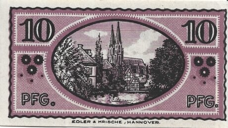 Реверс банкноты 10 fenigów (Niemcy) 1920