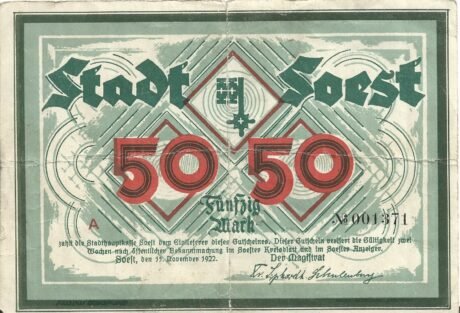 Аверс банкноты 50 marek (Niemcy) 1922