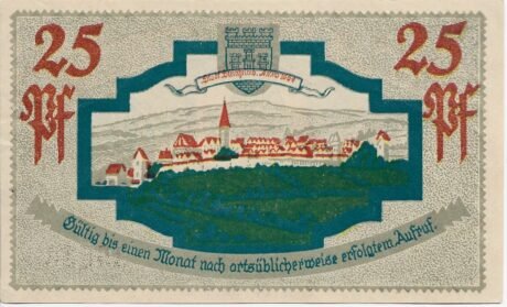 Реверс банкноты 25 fenigów (Niemcy) 1921