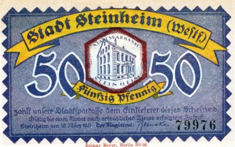 Аверс банкноты 50 fenigów (Niemcy) 1921