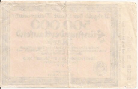 Реверс банкноты 500000 marek (Niemcy) 1923