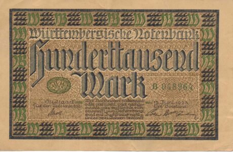 Аверс банкноты 100000 marek Württembergische Notenbank (Niemcy) 1923