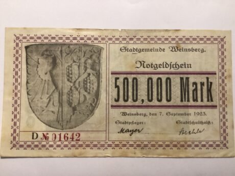 Аверс банкноты 500000 марок Weinsberg (Германия) 1923 года